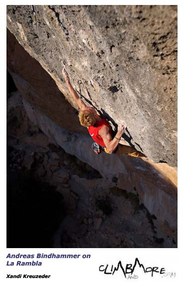 Andreas Bindhammer climbing on La Rambla, Spain